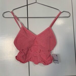 Pink Crocheted Spaghetti Strap Cami